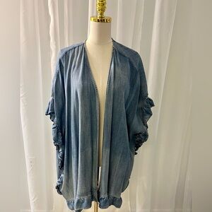 Easel Denim Ruffle Kimono/NWOT